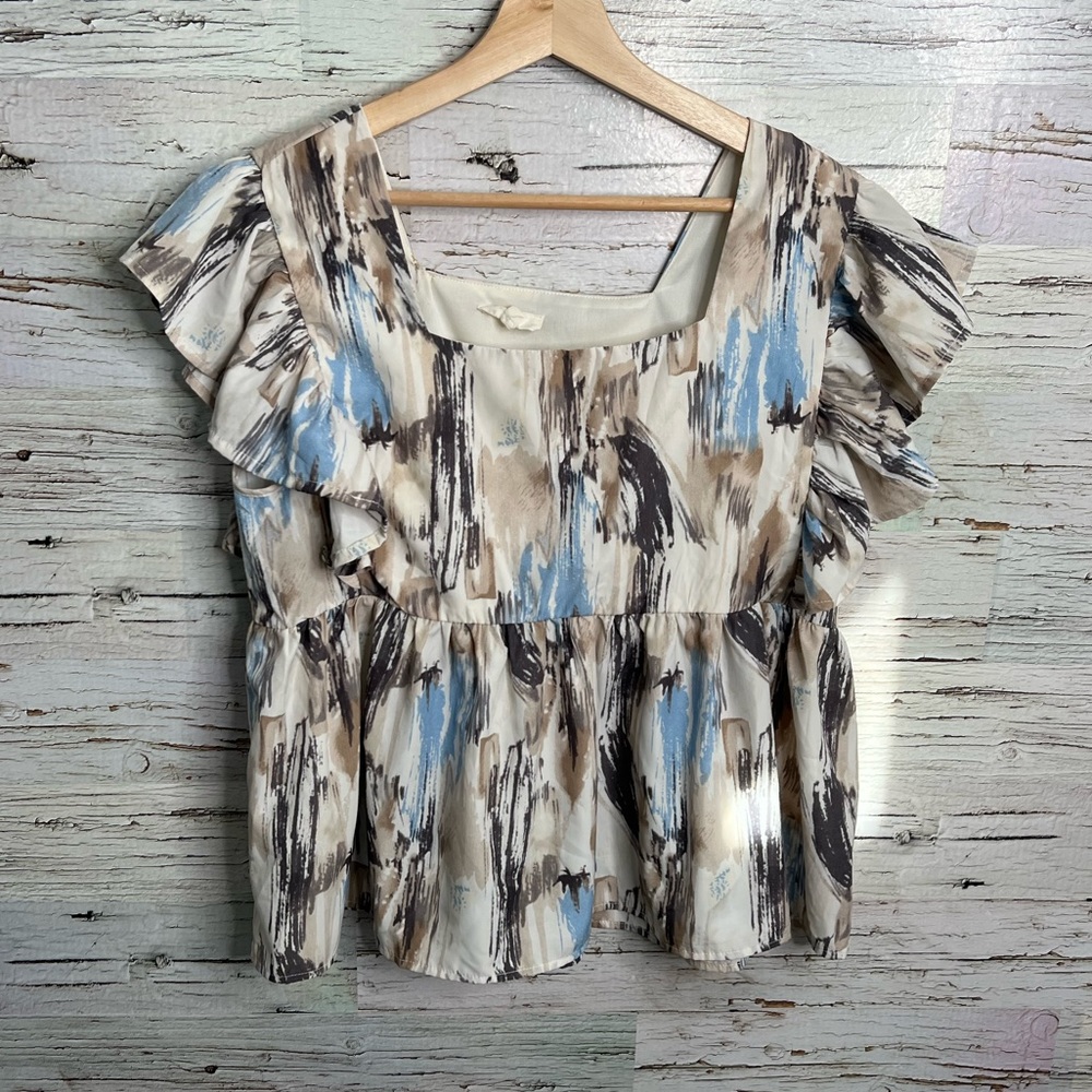 Entro Multicolor Ruffle Sleeve Blouse